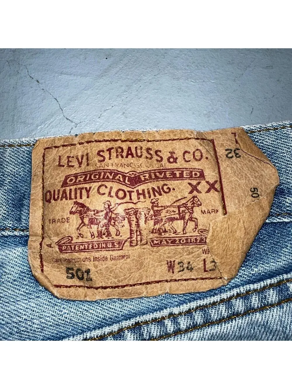 Levis 501 Vintage Y2K XX Straight Leg Jeans Blue Light Wash 34x34 Act 32x31